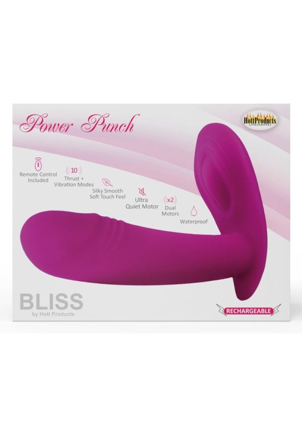 Bliss Power Punch USB Magnetic Rechargeable Silicone Dual Vibrator with Remote Control - Pink