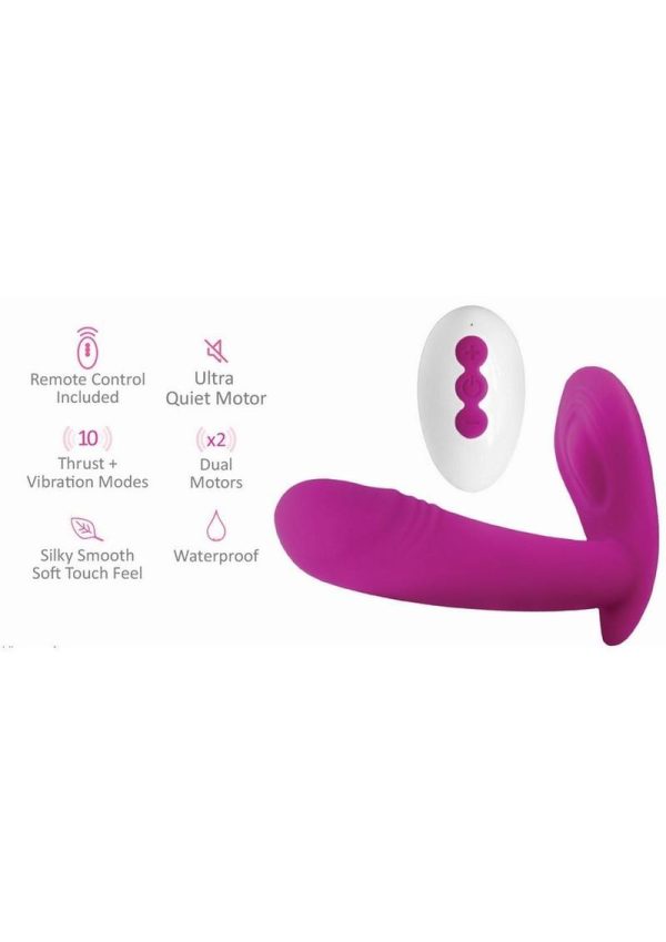 Bliss Power Punch USB Magnetic Rechargeable Silicone Dual Vibrator with Remote Control - Pink