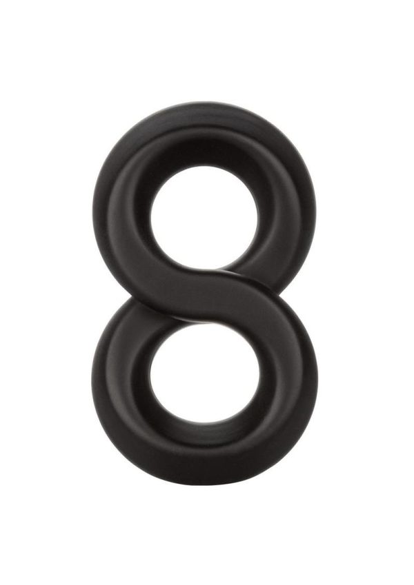 Ultra-Soft Crazy 8 Dual Silicone Cock Ring - Black