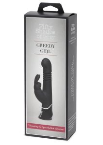 Fifty Shades of Grey Greedy Girl Rechargeable Thrusting G-Spot Rabbit Vibrator - Black