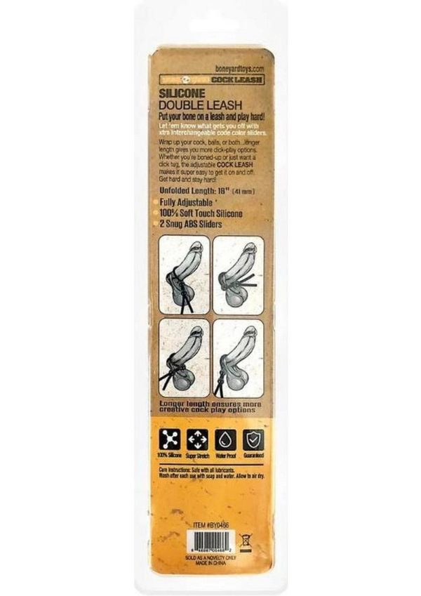 Boneyard Double Slide Cock Leash 3X Stretch Silicone Cock Tie - Black and Multicolor