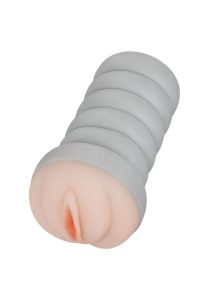 Ribbed Gripper Dual Density Textured Masturbator - Pussy - Vanilla