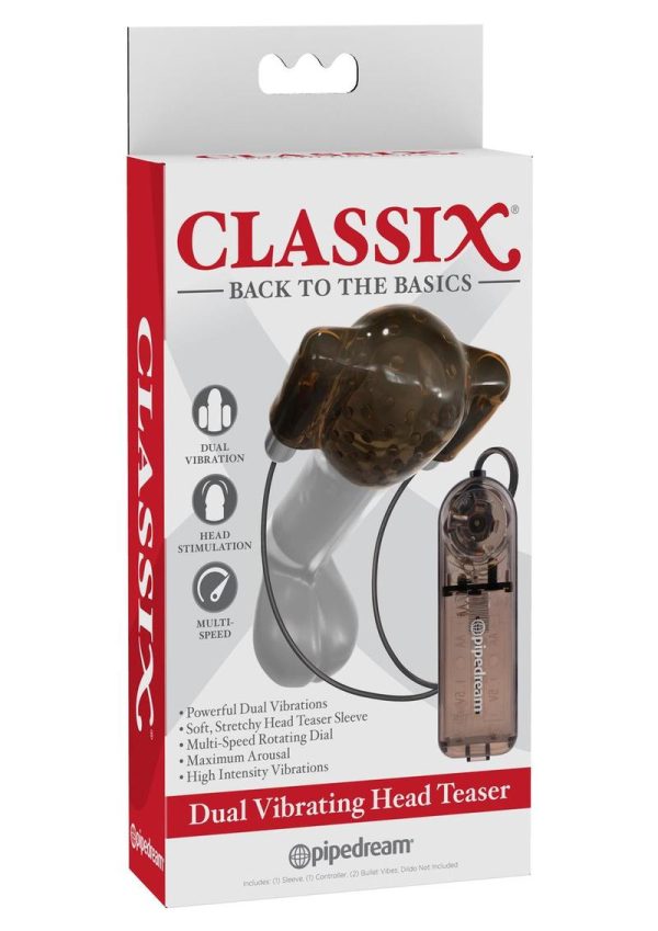 Classix Dual Vibrating Head Teaser with Remote Control - Smoke and Clear