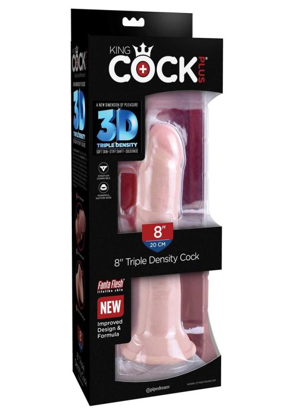 King Cock Plus Triple Density Dildo 8in - Vanilla