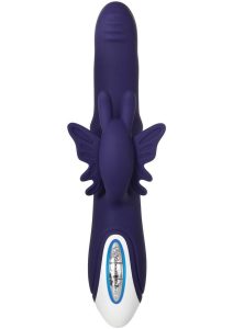 Put A Ring On It Rechargeable Silicone Vibrator with Sliding Shaft Ring - Purple