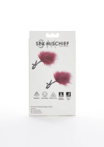 Sex and Mischief Enchanted Feather Nipple Clamps - Red/Black