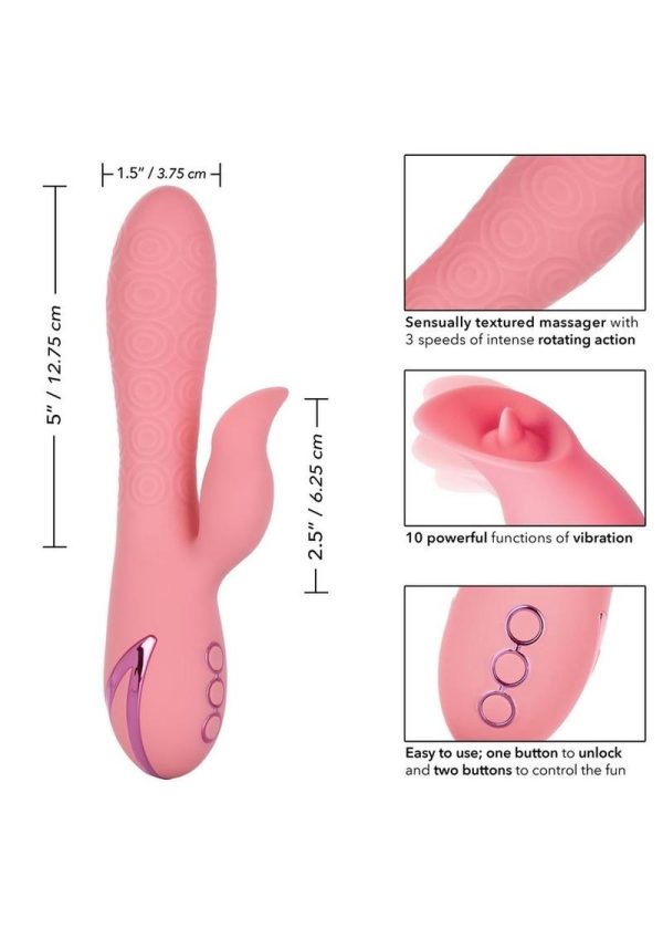 California Dreaming Pasadena Player Rechargeable Rotating Silicone Rabbit Vibrator - Pink