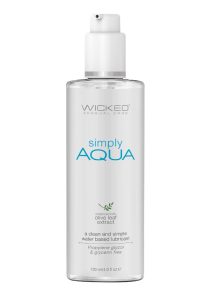 Wicked Simply Aqua Water Based Lubricant with Olive Leaf Extract 4oz