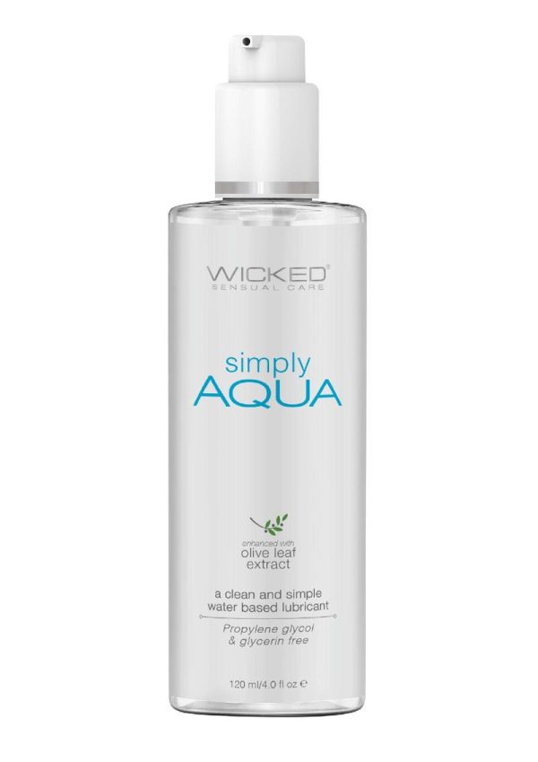 Wicked Simply Aqua Water Based Lubricant with Olive Leaf Extract 4oz