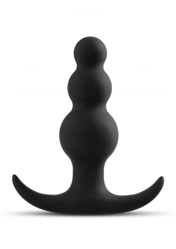 Anal Adventures Platinum Beaded Silicone Butt Plug - Black
