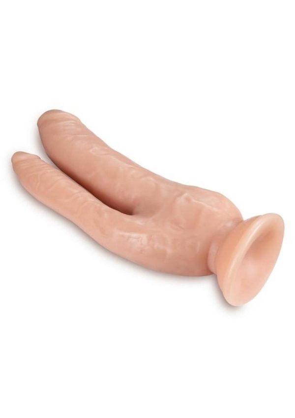 Dr. Skin Silver Collection Dual Penetrating Dildo with Suction Cup 8in - Vanilla