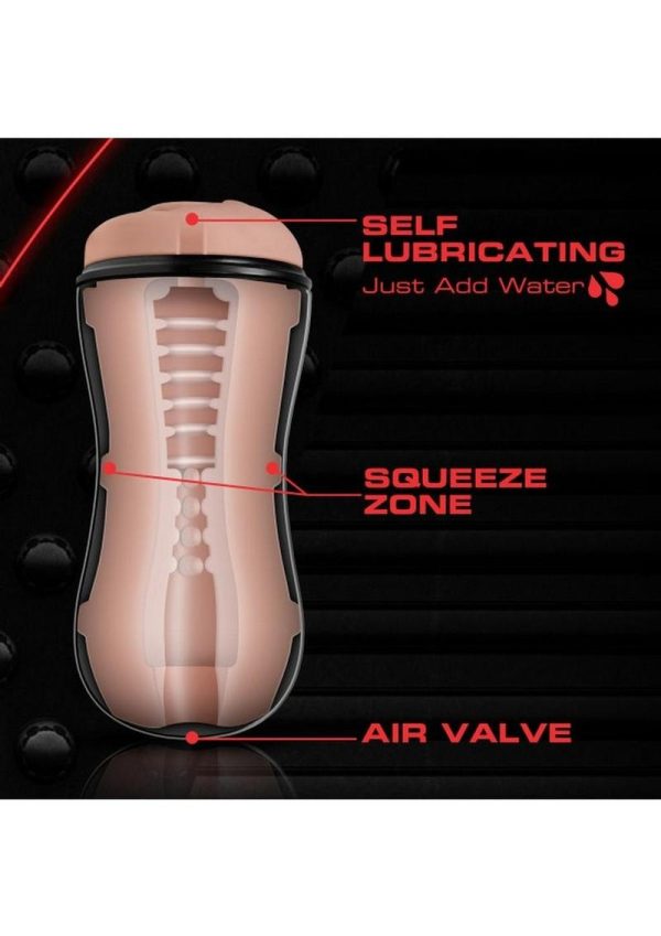 M for Men Soft and Wet Self Lubricating Masturbator Cup Ridge/Orb - Pussy - Vanilla