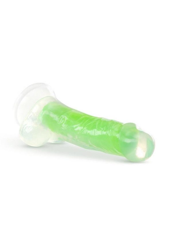 Neo Elite Glow in the Dark Dildo with Balls 7.5in - Green