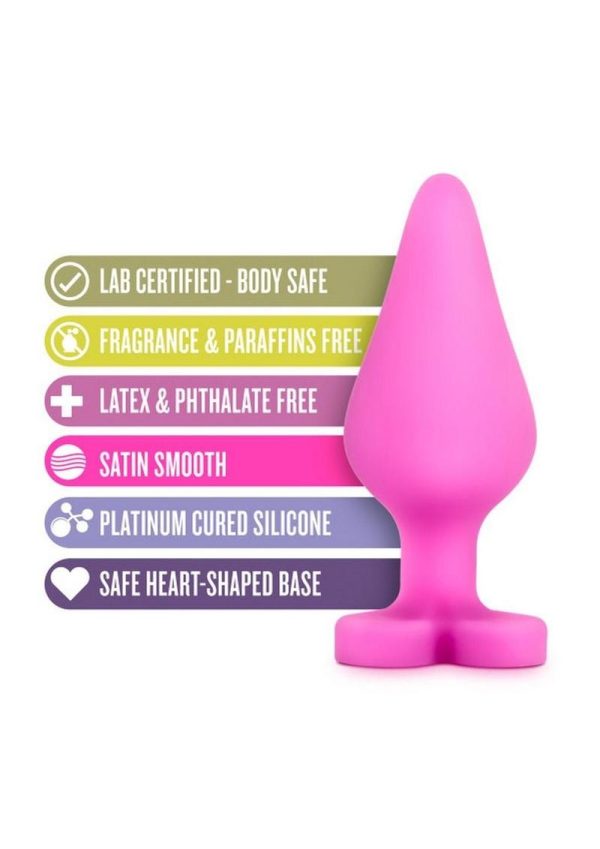 Play with Me Naughty Candy Heart Be Mine Silicone Butt Plug - Pink