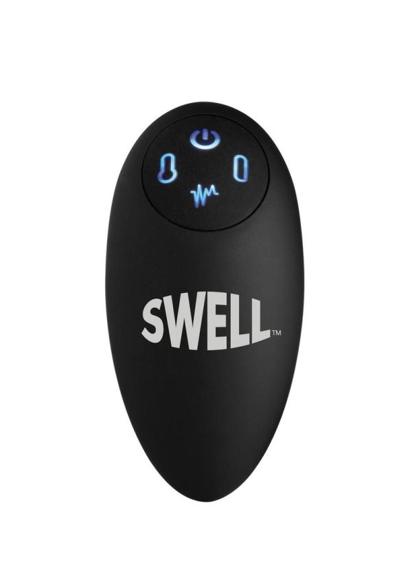 Swell Inflatable Rechargeable Silicone Vibrating Missile Anal Plug with Remote Control - Black