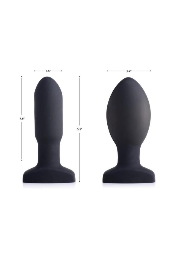 Swell Inflatable Rechargeable Silicone Vibrating Missile Anal Plug with Remote Control - Black