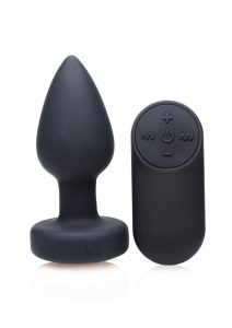 Booty Sparks Silicone Vibrating LED Plug - Small - Black