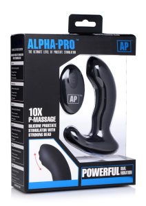 Alpha-Pro P-Massage Prostate Stimulator with Stroking Bead Tip and Remote Control - Black