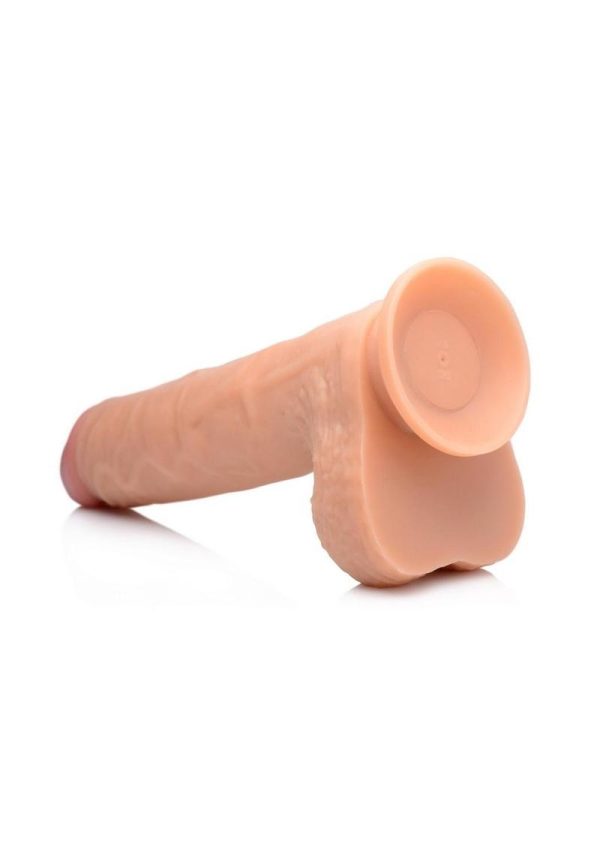 Strap U Real Thrust Thrusting and Vibrating Rechargeable Silicone Dildo with Remote Control - Vanilla