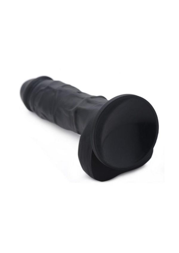 Strap U Silicone Dildo with Balls - Black