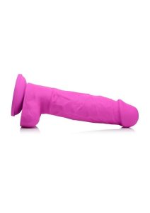 Strap U Power Pecker Silicone 7in Dildo with Balls - Pink