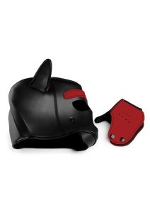 Master Series Spike Neoprene Puppy Hood - Red and Black