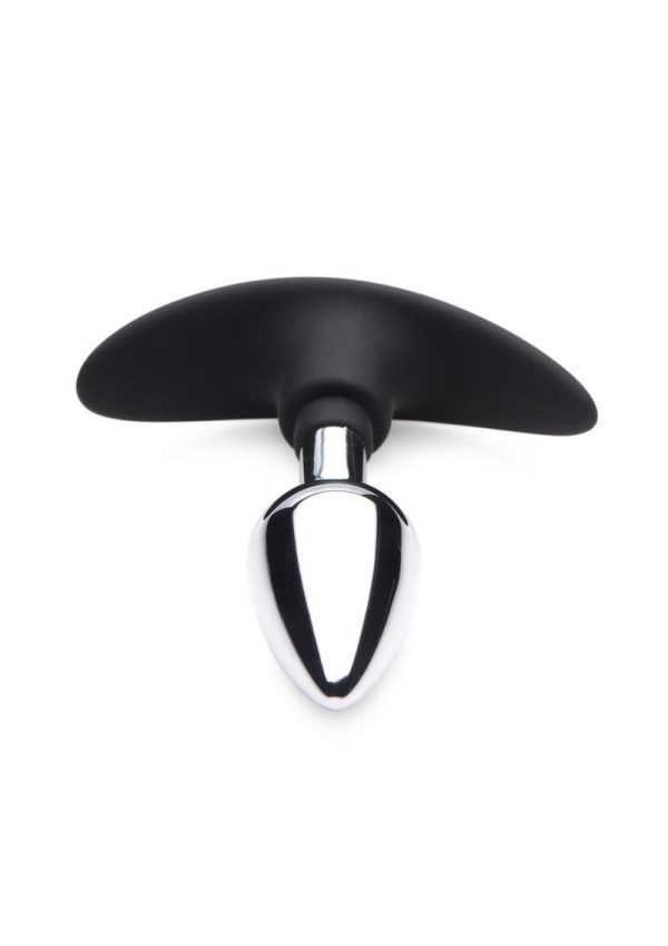 Master Series Dark Invader Metal and Silicone Anal Plug - Small - Silver