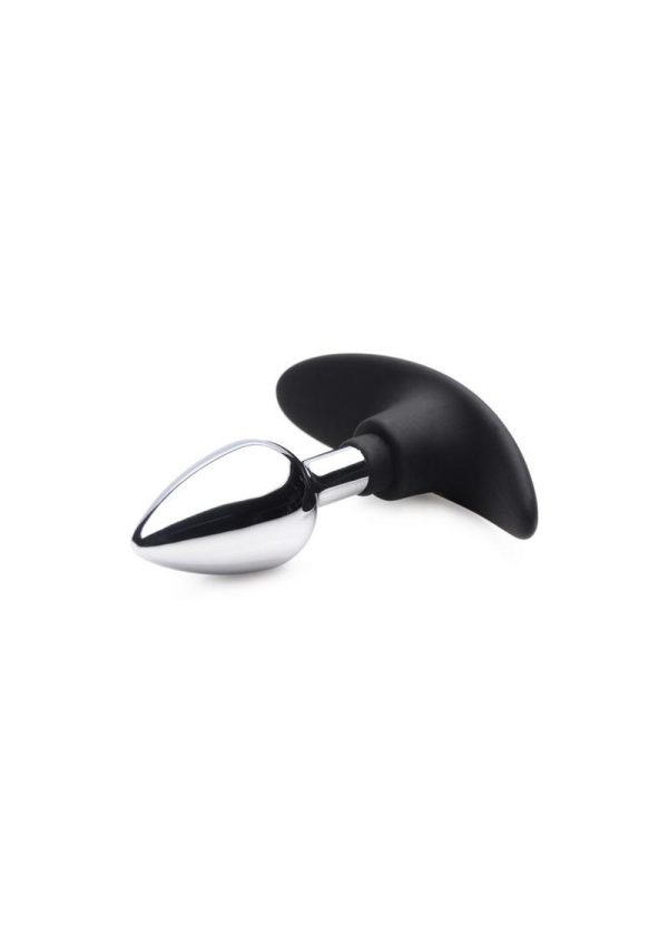 Master Series Dark Invader Metal and Silicone Anal Plug - Small - Silver