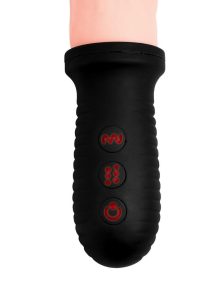 Master Series 8x Auto Pounder Rechargeable Silicone Vibrating and Thrusting Dildo with Handle 10in - Vanilla