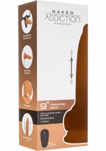 Naked Addiction Silicone Rechargeable Thrusting Dildo with Remote Control 9in - Caramel