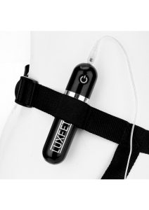 Lux Fetish Realistic Vibrating Dildo with Harness Remote Control 6.5in - Vanilla