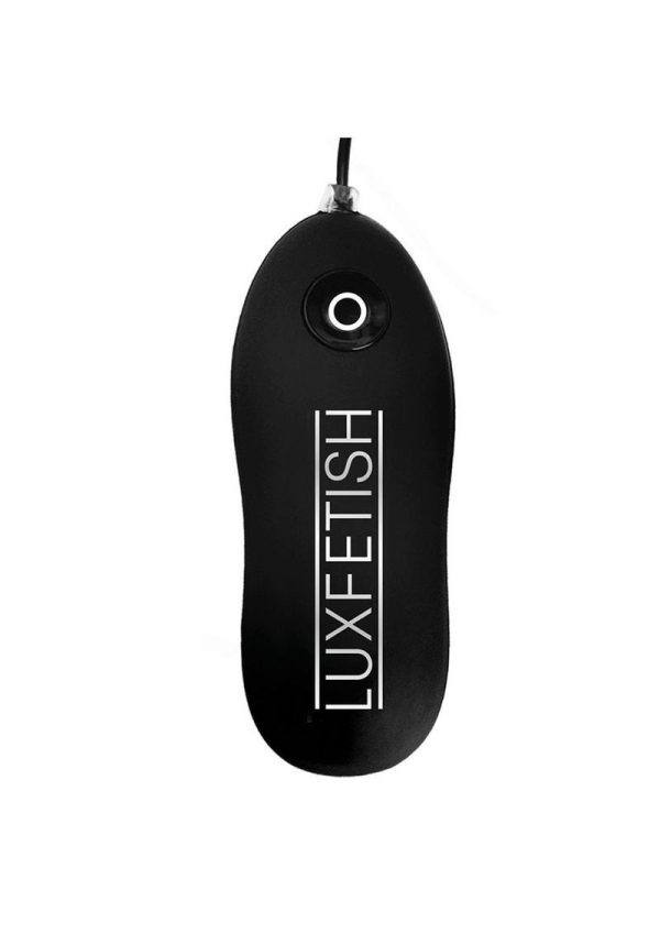 Lux Fetish Inflatable Vibrating Butt Plug with Suction Base and Remote Control 4in - Black