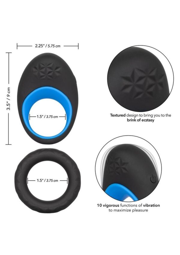 Link Up Max Silicone Vibrating Cock Ring - Black/Blue