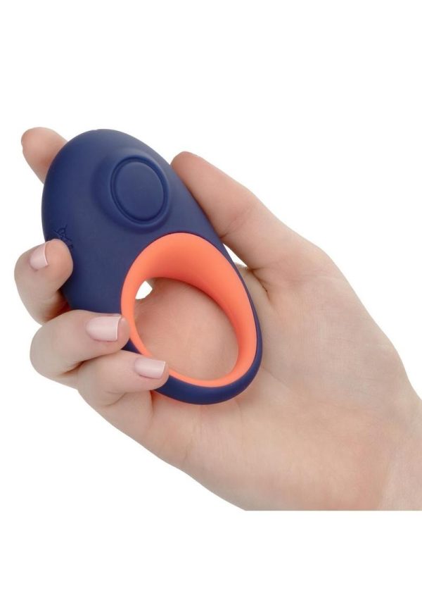 Link Up Verge Silicone Vibrating Cock Ring - Blue/Pink