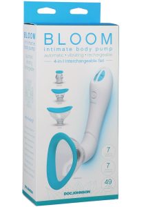 Bloom Intimate Body Pump Silicone Vibrating Rechargeable Body Pump - Sky Blue/White