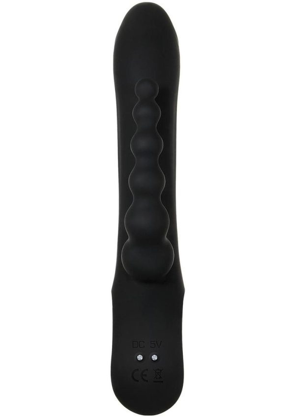 Trifecta Rechargeable Silicone Rabbit Vibrator - Black