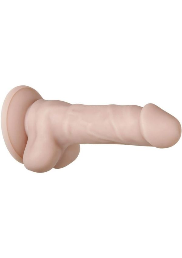 Real Supple Poseable Silicone Dildo with Balls 6in - Vanilla