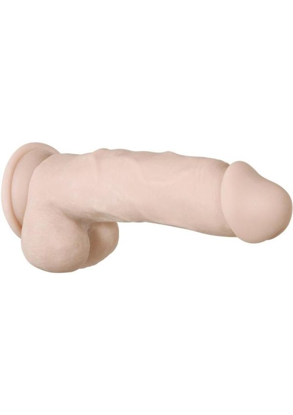 Real Supple Girthy Poseable Dildo with Balls 8.5in - Vanilla