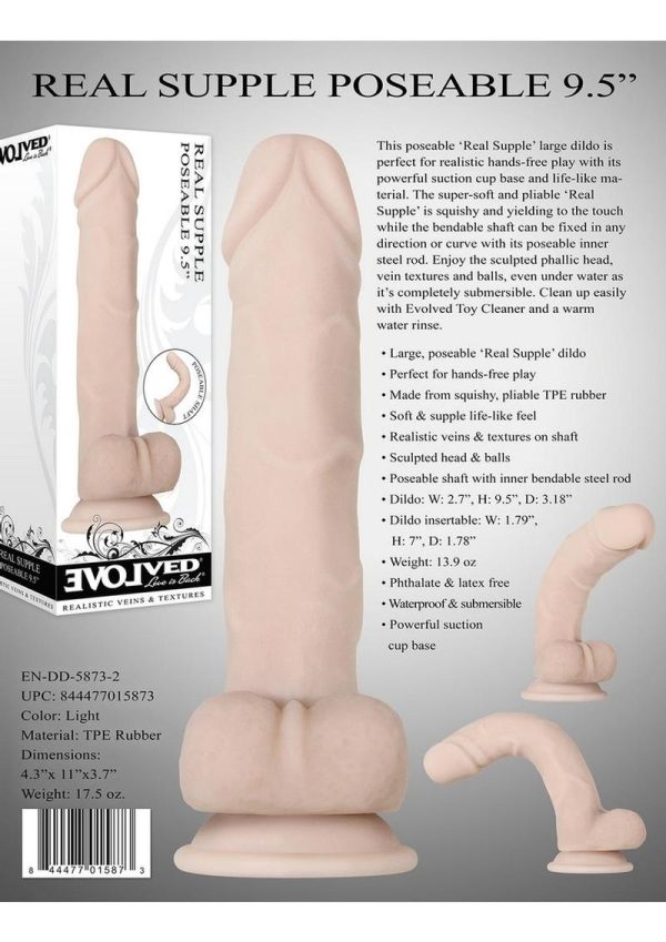 Real Supple Poseable Dildo with Balls 9.5in - Vanilla