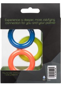 Link Up Ultra Soft Climax Silicone Cock Ring Set (3 Pieces) - Assorted Colors