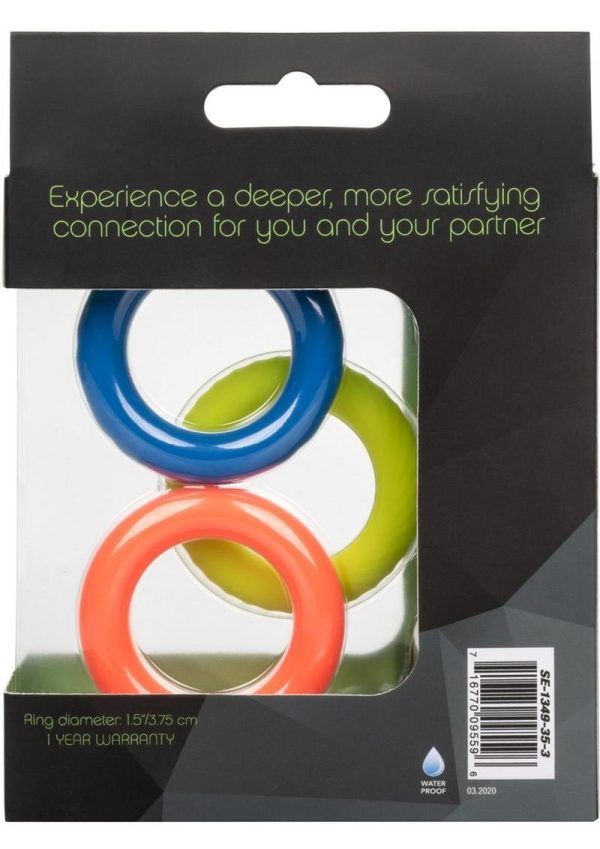 Link Up Ultra Soft Climax Silicone Cock Ring Set (3 Pieces) - Assorted Colors