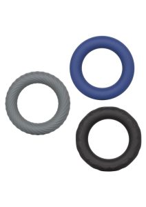 Link Up Ultra Soft Extreme Silicone Cock Ring Set (3 Pieces) - Black/Gray