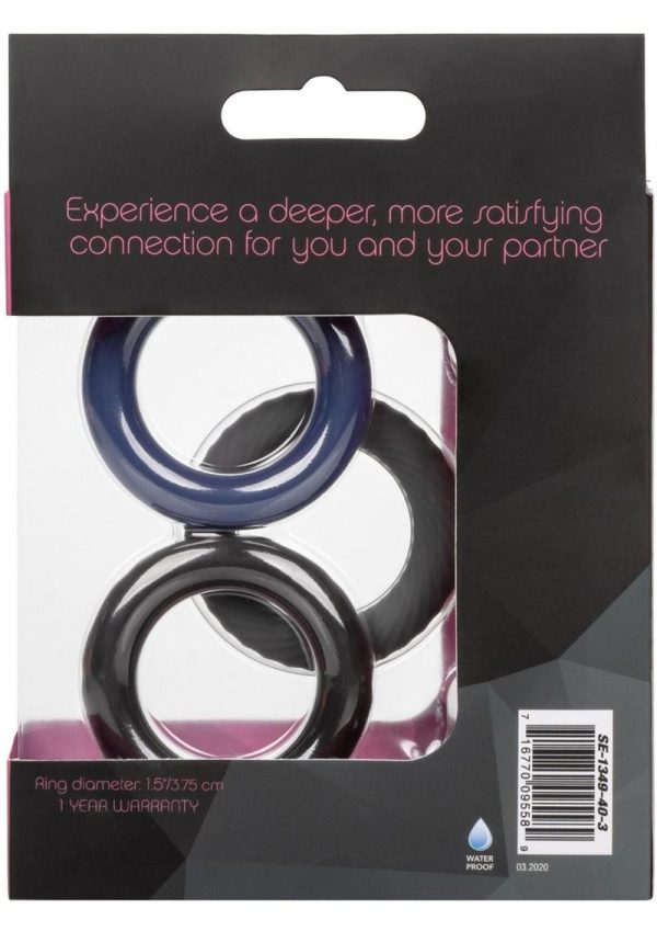 Link Up Ultra Soft Extreme Silicone Cock Ring Set (3 Pieces) - Black/Gray