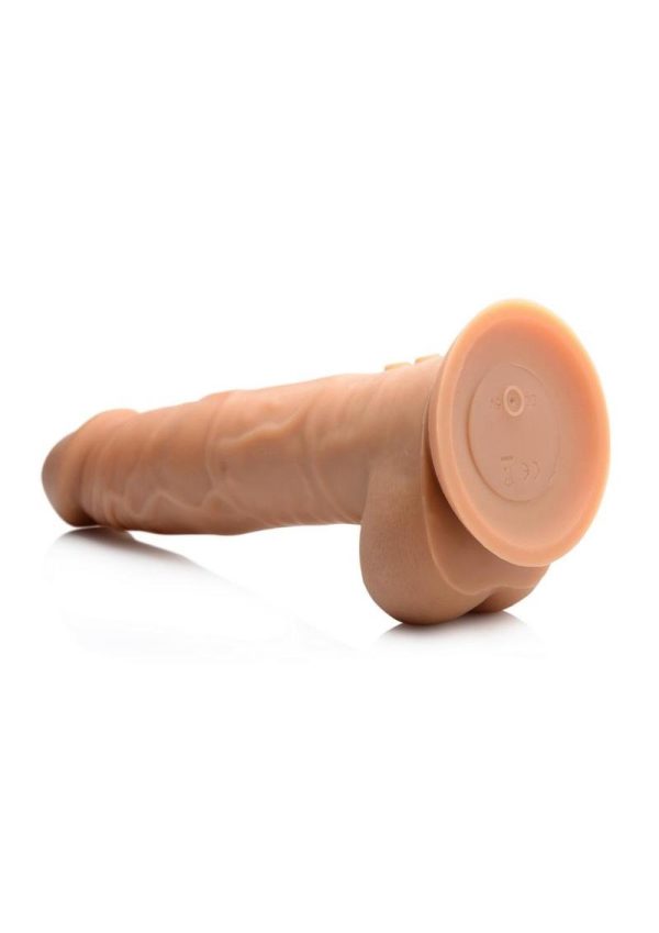 Master Series Power Pounder Realistic Thrusting Rechargeable Silicone Dildo - Caramel