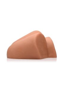 Mistress Bella Vibrating BioSkin Jackhammer Stroker - Pussy and Ass - Caramel