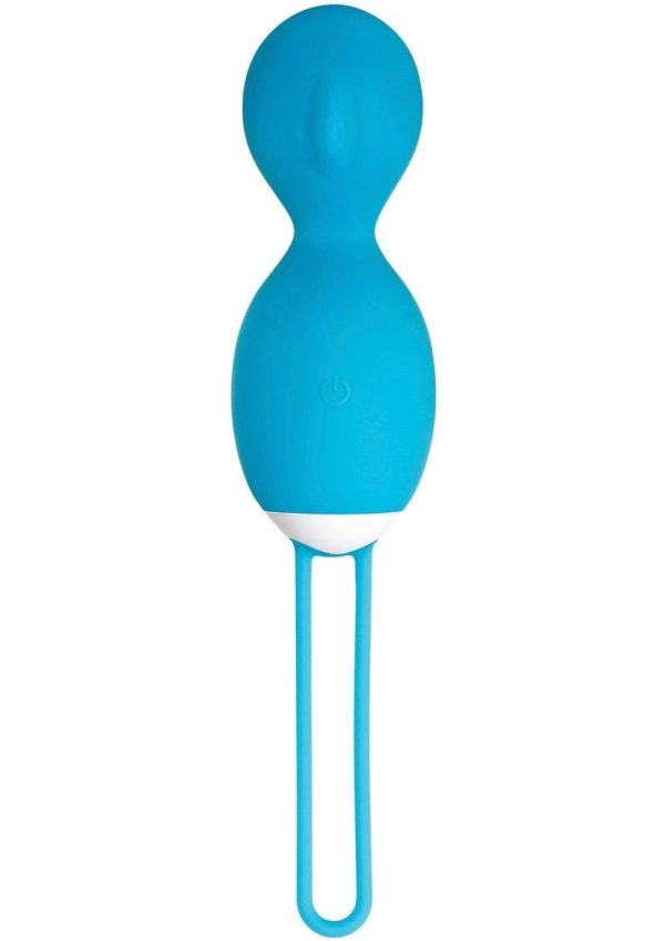 Twistin` The Night Away Silicone Rechargeable Egg with Remote Control - Blue