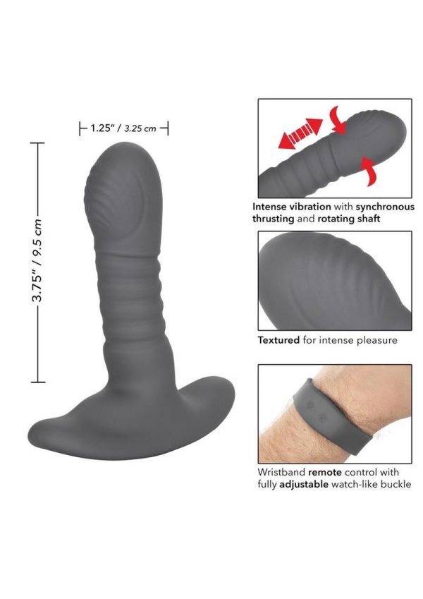 Eclipse Silicone Rechargeable Thrusting Rotator Anal Probe with Remote Control - Gray