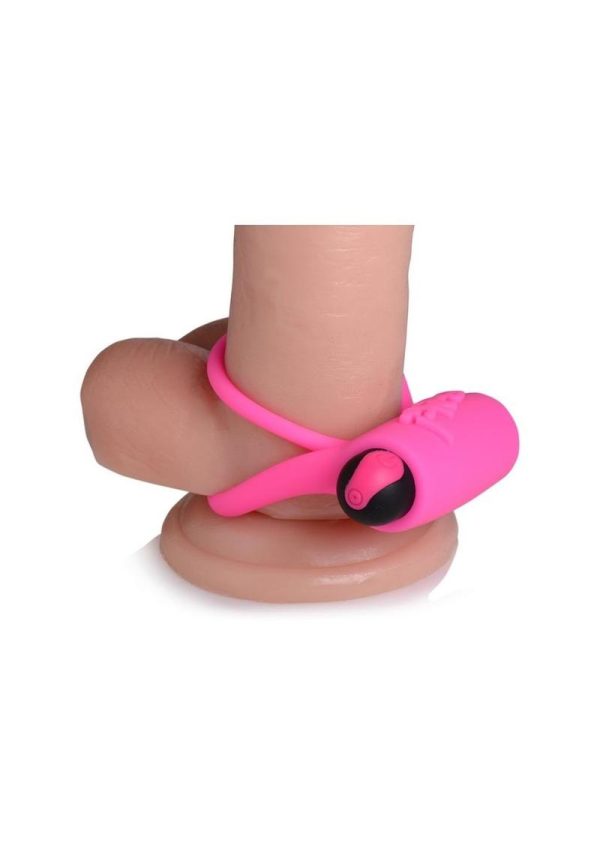 Bang! Silicone Rechargeable Cock Ring and Bullet with Remote Control - Pink