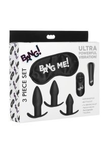 Bang! Backdoor Adventure Rechargeable Silicone Butt Plug Kit with Remote Control (5 pc set) - Black