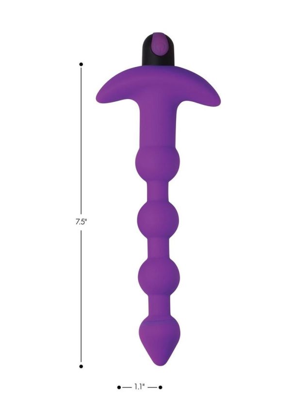 Bang! Vibrating Silicone Rechargeable Anal Beads with Remote Control - Purple